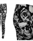 Womens-Rose-Floral-Skull-print-full-length-leggings-ladies-Punk-Trouser-Lowerwear-Size-8-10-12-14-ML12-14-Skull-Rose-Print-0