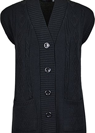 Womens-Sleeve-Less-Knitted-Cardigans-Waistcoat-V-Neck-Button-Cardigan-LargeX-Large-Black-0