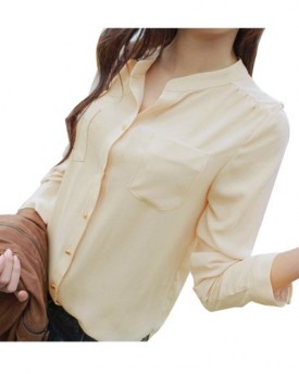 Womens-Solid-Long-Sleeve-OL-Career-Chiffon-Tops-Blouse-Button-Down-Shirt-0