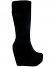 Womens-Wedge-Heel-Knee-High-Zip-Platform-Elasticated-Party-Evening-Boots-Black-6-0-2