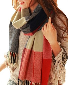 Womens-Winter-Long-Soft-Warm-Tartan-Check-Plaid-Striped-Scarve-Solid-Pashmina-Scarf-Wrap-RedBlue-0