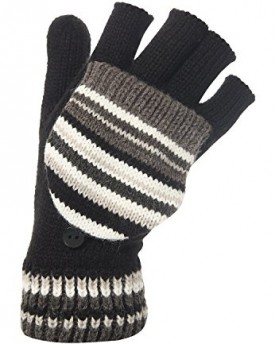 WomensGirls-JA-Fingerless-Mitten-Cap-Texting-Gloves-One-Size-6-Options-BlackWhite-Stripe-0