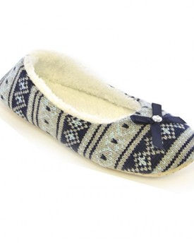 WomensLadies-Footwear-Tribal-Knitted-Clossed-Back-Flat-Shoe-Slippers-With-Bow-Detailing-Navy-UK-56EUR-3839-0