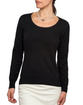 Wool-Overs-Womens-Cashmere-Merino-Scoop-Neck-Jumper-Black-Extra-Large-0