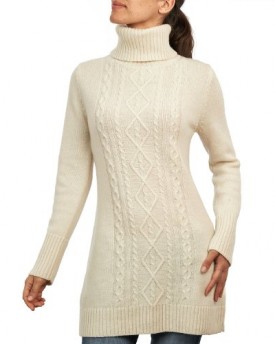 Wool-Overs-Womens-Lambswool-Polo-Cable-Jumper-Dress-Cream-Blanco-Large-0