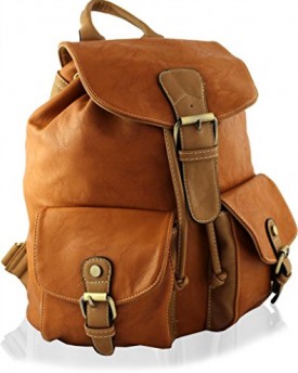 YufashionDesigner-Ladies-Girls-Quality-Faux-Leather-Canvas-Schoolbag-Backpack-Rucksack-BROWN-0