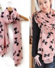 Zehui-Pink-Womens-Large-Soft-Scarf-Wrap-Shawl-Chiffon-Bowknot-Print-Scarves-Neck-Scarf-0-1