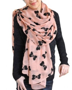 Zehui-Pink-Womens-Large-Soft-Scarf-Wrap-Shawl-Chiffon-Bowknot-Print-Scarves-Neck-Scarf-0