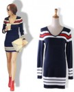 Zehui-Women-Stripe-Long-Sweater-Dress-Slim-V-Neck-Stretch-Knitwear-Pullover-Jumper-0-0
