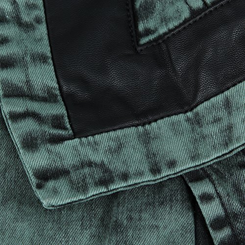 Zicac 2014 New Unique Women's Denim Jeans PU Leather Jacket Zip Long ...