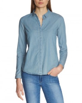 edc-by-ESPRIT-Womens-123CC1F016-Button-Front-Long-Sleeve-Blouse-Blue-Blue-Colorway-Size-10-Manufacturer-SizeSmall-0