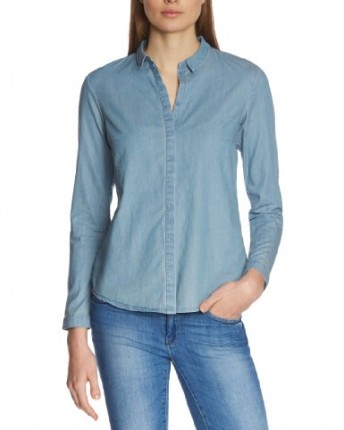 edc-by-ESPRIT-Womens-123CC1F016-Button-Front-Long-Sleeve-Blouse-Blue-Blue-Colorway-Size-10-Manufacturer-SizeSmall-0