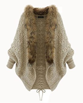 niceeshopTM-Loose-Batwing-Sleeve-Knit-Faux-Fur-Wool-Collar-Cardigan-Coat-Apricot-0