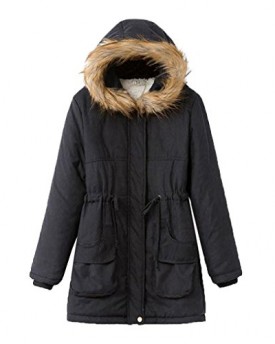 niceeshopTM-Women-Winter-Thick-Fleece-Slim-Hooded-Coat-Jacket-OuterwearBlackXL-0