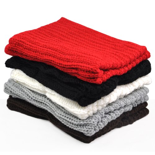 tinxs Black Warm Ladies Winter knitted Circle Crochet Snood Neck Loop Scarf Shawl - Image 5