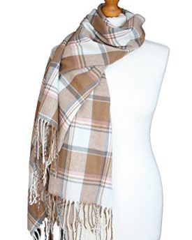 unisex-womens-ladies-mens-Unisex-tartan-long-large-scarf-wrap-pashmina-shawl-new-Beige-and-Cream-0