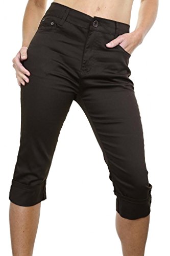 1446-2-Plus-Size-Stretch-Crop-Capri-Jeans-Turn-Up-Cuff-Dark-Brown-16-0-1