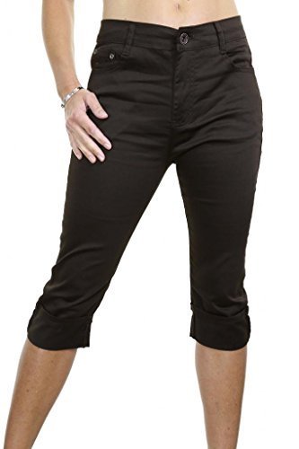 1446-2-Plus-Size-Stretch-Crop-Capri-Jeans-Turn-Up-Cuff-Dark-Brown-16-0