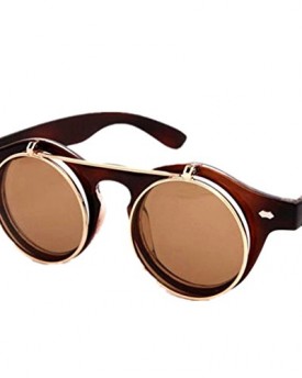 5-Colors-Stylish-Unisex-Flip-Up-Round-Steampunk-Sunglasses-Double-Deck-Glasses-dark-brown-0