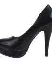 81Q-Womens-Black-Foil-Crackle-Ladies-Platform-High-Stiletto-Heel-Court-Shoes-Size-4-0-1