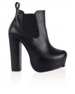 94L-Womens-Black-Faux-Leather-Platform-Ladies-Block-High-Heel-Chelsea-Boots-Shoes-Size-7-0-0