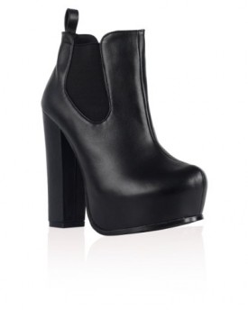 94L-Womens-Black-Faux-Leather-Platform-Ladies-Block-High-Heel-Chelsea-Boots-Shoes-Size-7-0