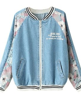 Alralel-Women-Autumn-Denim-Floral-Printed-Wrap-Baseball-Coat-Outwear-Jacket-One-Size-Blue-0