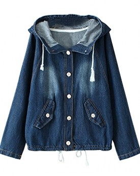 Alralel-Women-Autumn-Denim-Hooded-Quilted-Casual-Loose-Jacket-Overcoat-Coat-One-Size-Blue-0