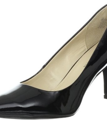 Anne-Klein-Yerma-Womens-Black-Patent-Leather-Pumps-Heels-Shoes-Size-UK-75-0
