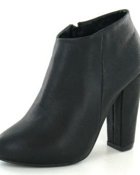 Anne-Michelle-High-Covered-Heel-Ankle-Boot-Side-Zip-Black-Size-7-UK-0