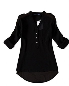AtdoshopTM-1PC-Women-V-Neck-Long-Sleeve-Casual-Shirt-Blouse-M-Black-0