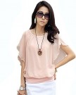 AtodoshopTM-1PC-Women-Flouncing-Batwing-Sleeve-Chiffon-Blouse-T-Shirt-Tops-Shirt-M-Pink-0