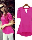 AtodoshopTM-1PC-Women-Peplum-Tops-Frill-Puff-Sleeve-Fitted-Shirt-Clubwear-Blouse-L-Hot-Pink-0-1