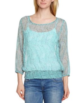 B-Young-Womens-Catch-Loose-Fit-34-Sleeve-Blouse-Green-Pool-Blue-Size-12-Manufacturer-SizeMedium-0