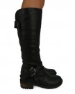 B1K-New-Womens-Ladies-Fashion-Winter-Mid-Calf-Under-Knee-Biker-Boots-Shoes-Black-Size-6-UK-0-1