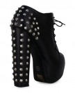 B3D-Womens-Block-High-Heels-Concealed-Platform-Lace-Up-Ladies-Ankle-Boots-Shoes-Black-Black-Matte-Studs-Size-6-UK-0-0