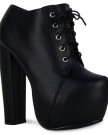 B3D-Womens-Block-High-Heels-Concealed-Platform-Lace-Up-Ladies-Ankle-Boots-Shoes-Black-Black-Matte-Studs-Size-6-UK-0-1