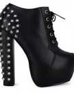 B3D-Womens-Block-High-Heels-Concealed-Platform-Lace-Up-Ladies-Ankle-Boots-Shoes-Black-Black-Matte-Studs-Size-6-UK-0-6
