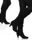 B6A-Womens-Ladies-Mid-Height-Slim-Heel-Knee-High-Zip-Up-Suedette-Boot-Shoes-Size-Black-Faux-Suede-Size-5-UK-0