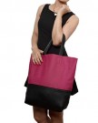BMC-Fuchsia-Pink-Faux-Snakeskin-Black-Synthetic-Leather-Fashion-Tote-Purse-With-Small-Cosmetic-Bag-0-2