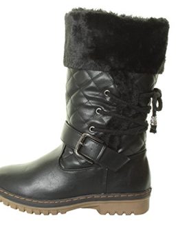 BY-TILLY-LONDON-NEW-BLACK-TAN-GREY-TRENDY-WOMENS-LADIES-GIRLS-FLAT-QUILTED-QUILT-LOW-HEEL-LACE-FUR-LINED-SNOW-WINTER-CALF-BOOTS-SIZE-3-4-5-6-7-8-UK-3-Black-0