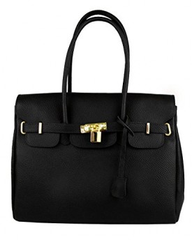 Bags4Less-Ladies-Handbag-With-Castle-From-Italy-Genuine-Leather-Model-Kerry-Shopper-Bag-Black-0