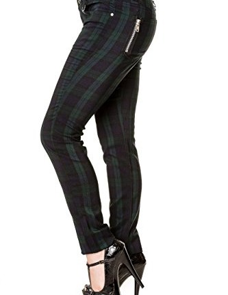 Banned-Apparel-Green-Checked-Skinny-Jeans-W-28-0