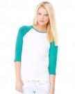Bella-LadiesWomens-34-Sleeve-Contrast-Long-Sleeve-T-Shirt-M-WhiteKelly-Green-0