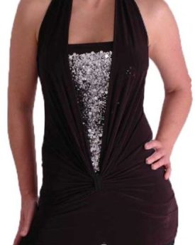 Bella-Slinky-Stretch-Glitter-Halter-Neck-Fashion-Top-Black-LXL-0