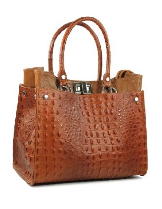 Belli-Womens-Italian-Genuine-Leather-Handbag-Croco-Embossing-Brown-31x25x16-cm-W-x-H-x-D-0