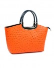 Belli-Womens-Italian-Genuine-Leather-Handbag-Ostrich-Embossing-Orange-Blue-26x20x12-cm-W-x-H-x-D-0