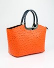Belli-Womens-Italian-Genuine-Leather-Handbag-Ostrich-Embossing-Orange-Blue-26x20x12-cm-W-x-H-x-D-0-2