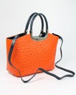 Belli-Womens-Italian-Genuine-Leather-Handbag-Ostrich-Embossing-Orange-Blue-26x20x12-cm-W-x-H-x-D-0-3