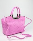 Belli-Womens-Italian-Genuine-Leather-Handbag-Ostrich-Embossing-Pink-26x20x12-cm-W-x-H-x-D-0-2